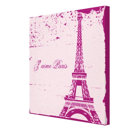 Pink Eiffel Tower Wrapped Canvas Art Zazzle
