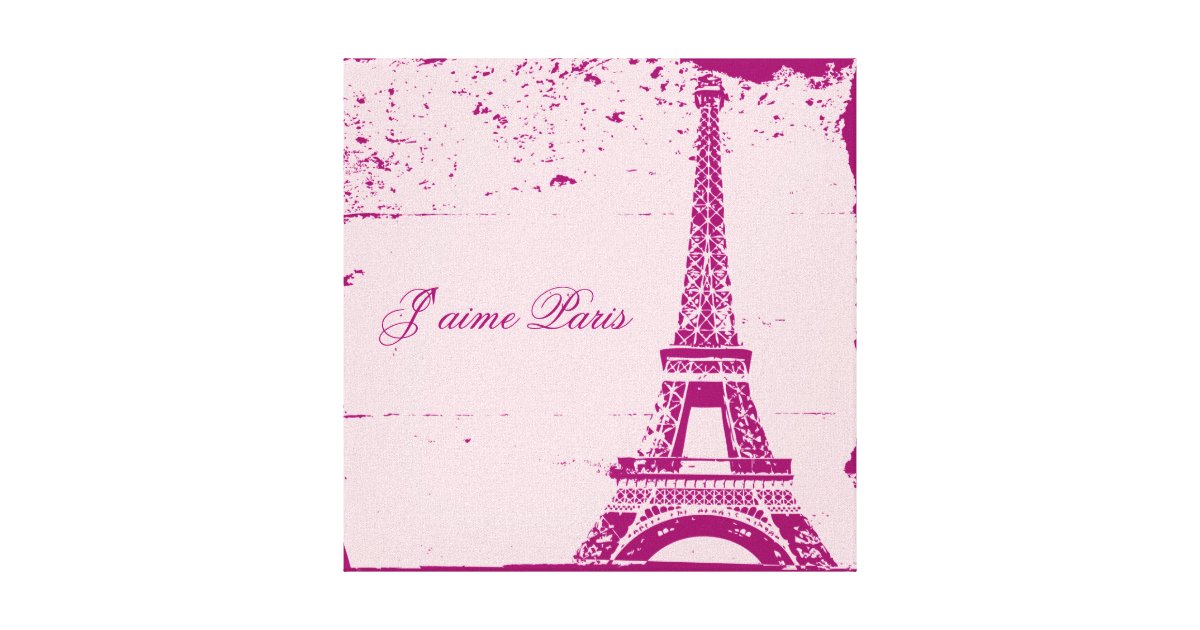 Pink Eiffel Tower Wrapped Canvas Art Zazzle