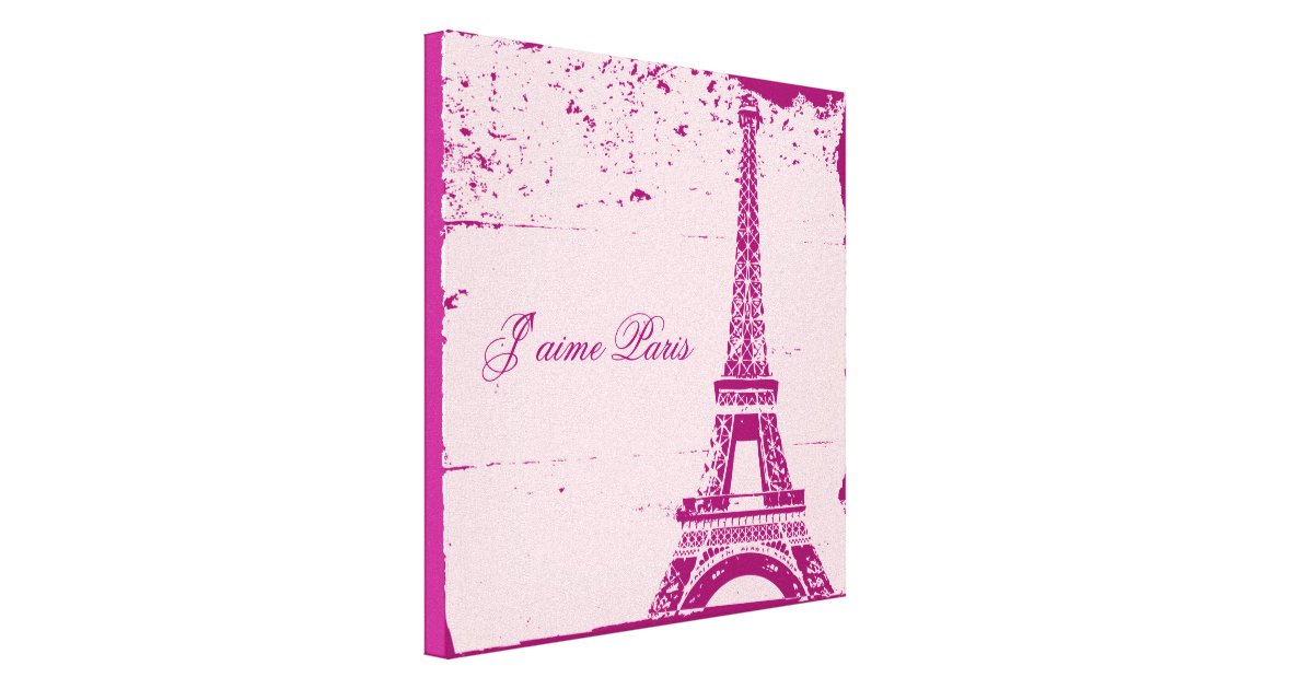 Pink Eiffel Tower Wrapped Canvas Art Zazzle