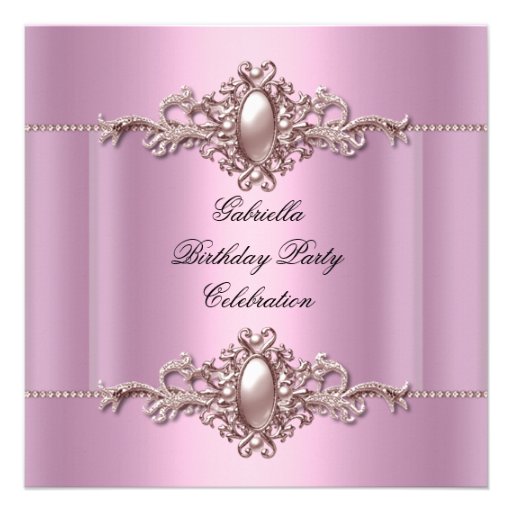 Pink Elegant Birthday Party Pearl Invite