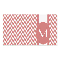 Pink Elegant Chevron Monogram Business Card
