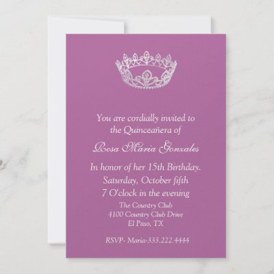 Pink Elegant Crown Quinceañera Invitation