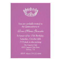 Pink Elegant Crown Quinceañera Invitation