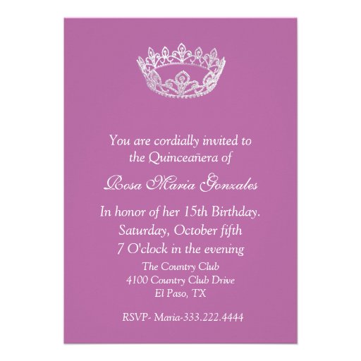 Pink Elegant Crown Quinceañera Invitation