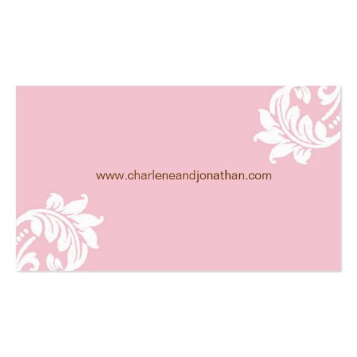Pink Elegant Damask Business Card (back side)