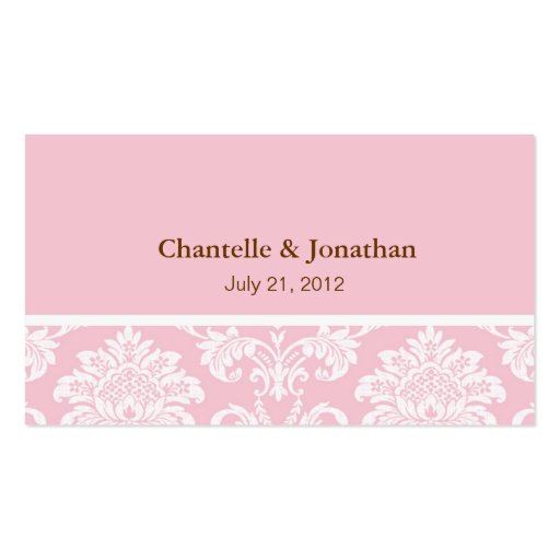 Pink Elegant Damask Business Card (front side)