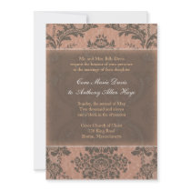 Pink Elegant Damask Wedding Invitation by theonedesigns Pink Elegant Damask Wedding Invitation