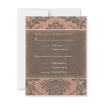 Pink Elegant Damask wedding RSVP invitations by theonedesigns Pink Elegant Damask wedding RSVP invitations