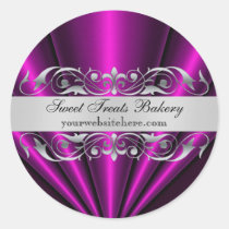 Pink Elegant Fan Cupcake Baking Label Sticker