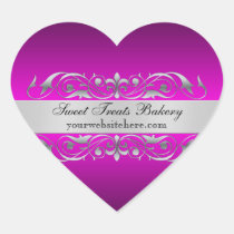 Pink Elegant Heart Cupcake Baking Label Sticker