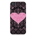 Pink Elegant Lace Heart Pattern iPhone 5 Cases