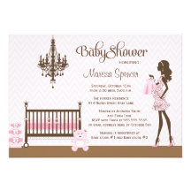 Pink elegant nursery baby girl shower invitation