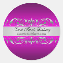 Pink Elegant Scroll Cupcake Baking Label Sticker