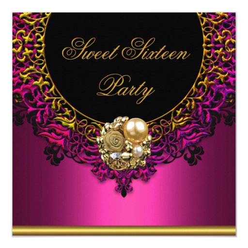Pink Elegant Sweet Sixteen 16th 16 Birthday Party Card ...