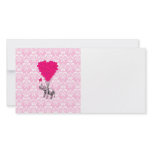 pink elephant and balloons photo card
