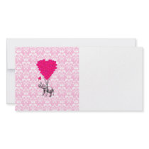 pink elephant and balloons photo card