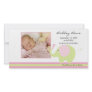 Pink Elephant Baby Girl Birth Annoucement Photo Card Template