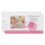 Pink Elephant Baby Girl Birth Annoucement Custom Photo Card