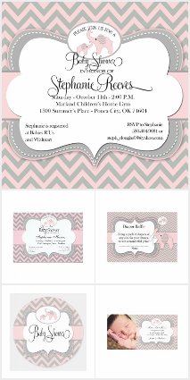 Pink Elephant Baby Shower Collection