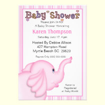 Pink Elephant Baby Shower  Invitation invitations