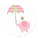 Pink Elephant Baby Shower Stickers sticker