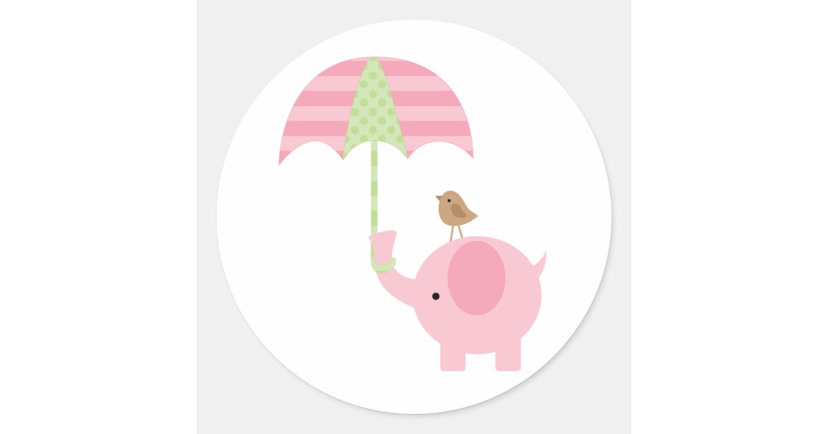 Pink Elephant Baby Shower Stickers Zazzle