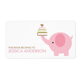 Pink Elephant Bookplates Labels