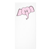 Pink Elephant Face. Cartoon Customized Rack Card