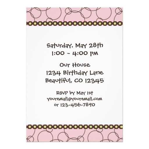 Pink Elephant First Birthday Invitation for Girls