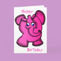 Pink Elephant Greeting Card