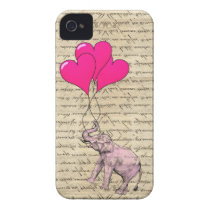 Pink elephant holding balloons iphone 4 cases