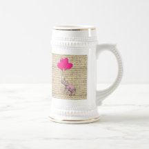 Pink elephant holding balloons coffee mug