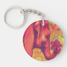 pink elephant keychain round acrylic keychain