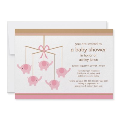 Baby Pink Elephant on Pink Elephant Mobile Baby Shower Invitation By Celebrateitinvites