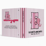 Pink Elephant Monogrammed "E" Baby Binder