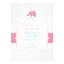 Pink Elephant Multicolor Polkadot Baby Shower Invi Personalized Invitations