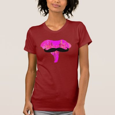 PINK ELEPHANT MUSTACHE TSHIRT