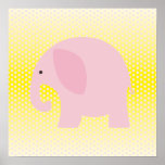 Pink Elephant on Yellow Print