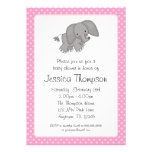 Pink Elephant Polka Dots Baby Shower Personalized Invite