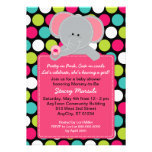 Pink Elephant Polkadot Baby Shower Invitation