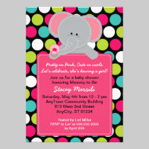 Pink Elephant Polkadot Baby Shower Invitation invitations