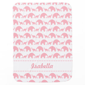 Pink Elephant Silhouette Personalized name blanket Receiving Blankets