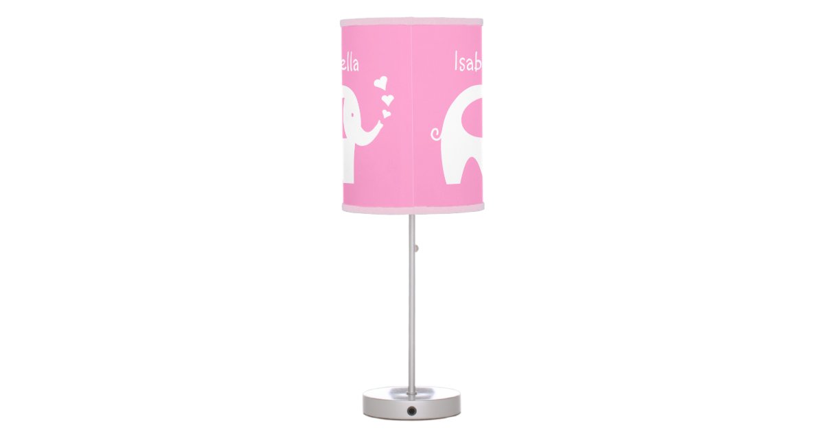 Pink elephant table lamp baby girl nursery room Zazzle