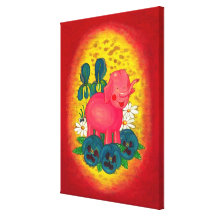 pink elephant - Vintage Style Nursery Print Canvas Prints