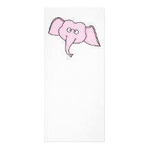 Pink Elephant with Glasses. Cartoon Rack Card Design