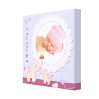 Pink Elephants Baby Photo Gift Wrapped Canvas wrappedcanvas