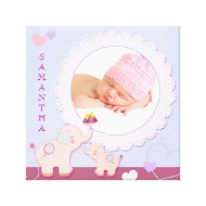 Pink Elephants Baby Photo Gift Wrapped Canvas wrappedcanvas