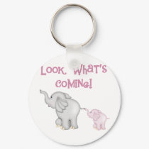 Pink Elephants Look What's Coming keychains