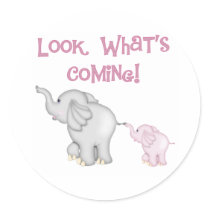 Pink Elephants Look What's Coming Round Sticker