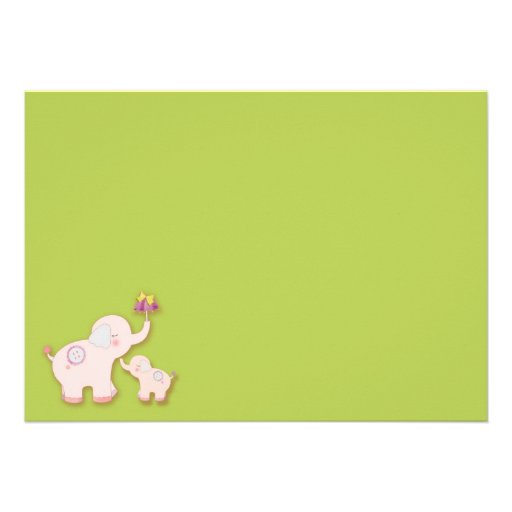 Pink Elephants Photo Birthday Party Invitations